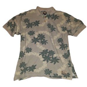 TOMMY BAHAMA | tropical floral green gray polo M